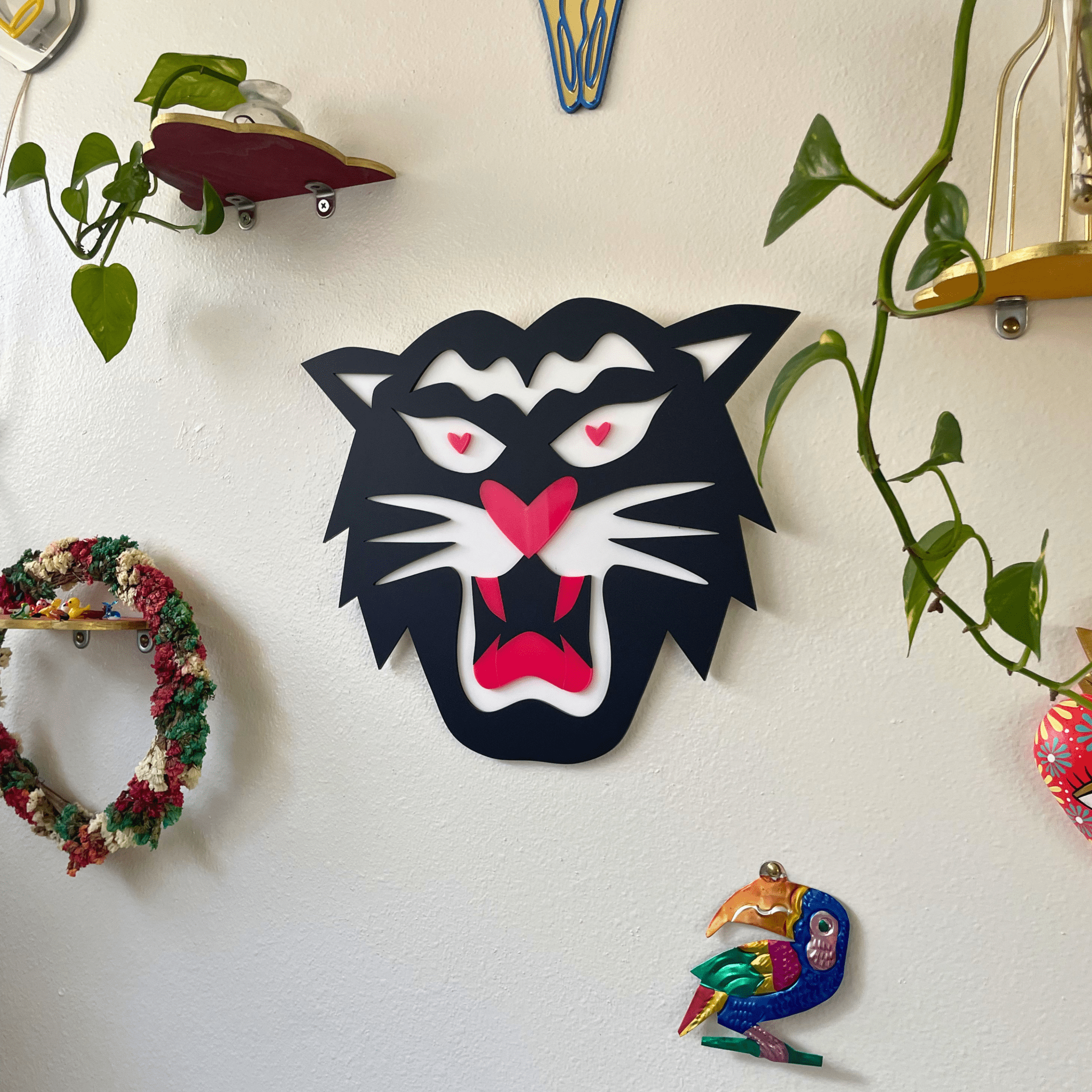 LoveTiger Wall Hanging - Hot Pink Colorful Acrylic Gallery Wall Art Decor - by MirrorPop. Handmade acrylic art.