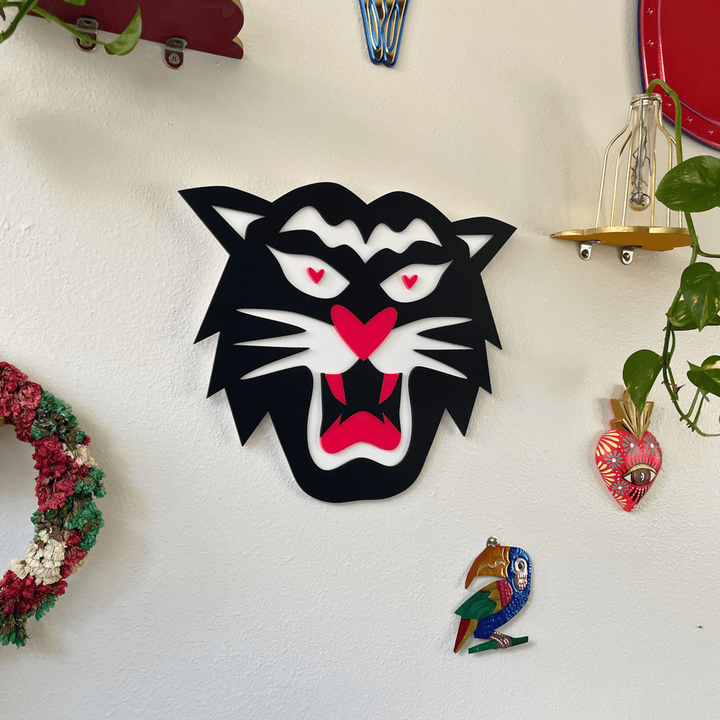 LoveTiger Wall Hanging - Hot Pink Colorful Acrylic Gallery Wall Art Decor - by MirrorPop. Handmade acrylic art.