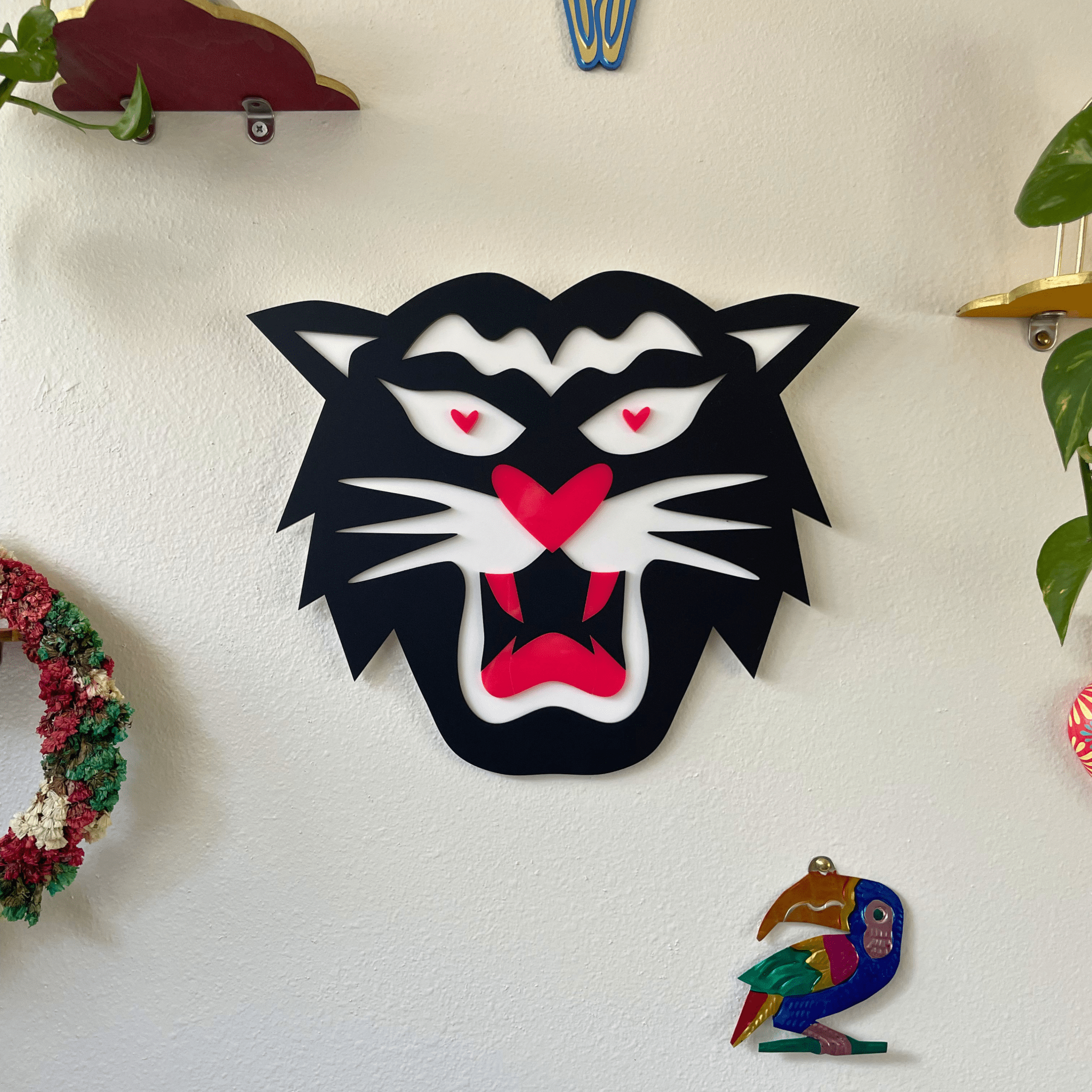 LoveTiger Wall Hanging - Hot Pink Colorful Acrylic Gallery Wall Art Decor - by MirrorPop. Handmade acrylic art.