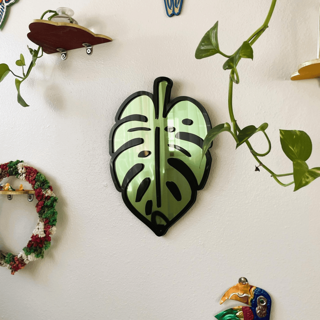 MonsteraGlow - Plant Acrylic Mirror: Jungle Gallery Wall Decor Statement Piece - by MirrorPop. Handmade acrylic art.