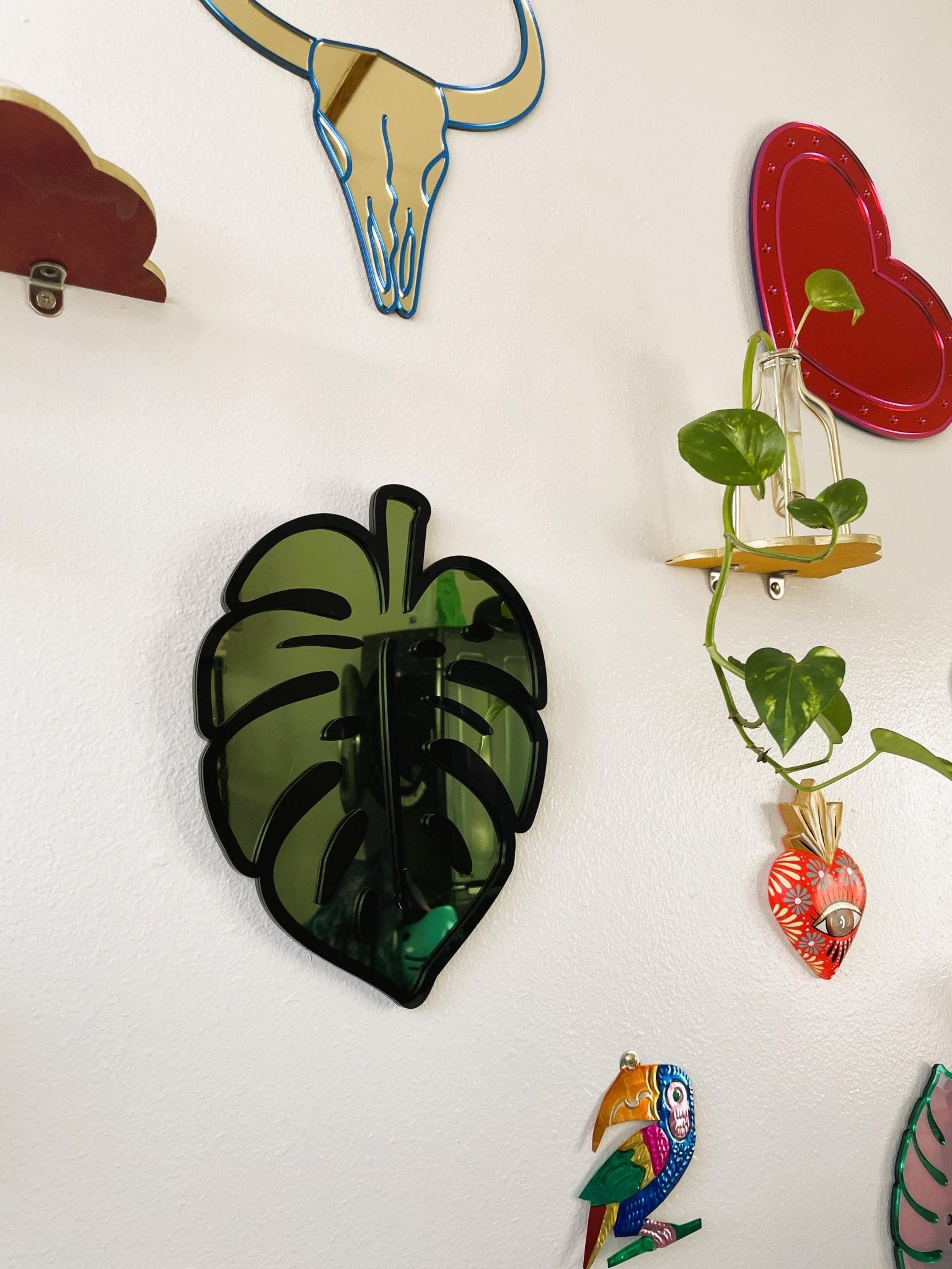 MonsteraGlow - Plant Acrylic Mirror: Jungle Gallery Wall Decor Statement Piece - by MirrorPop. Handmade acrylic art.