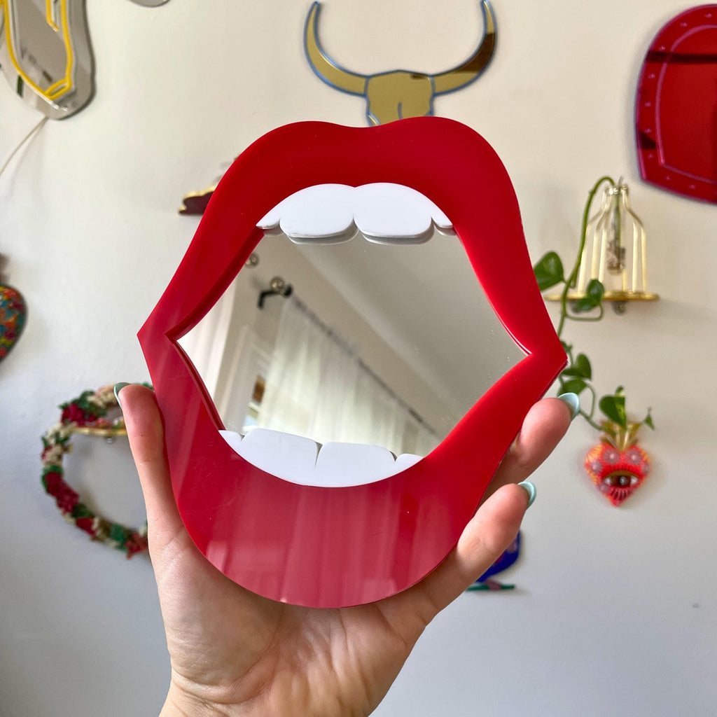Open Wide Lips Mirror - by MirrorPop. Handmade acrylic art.