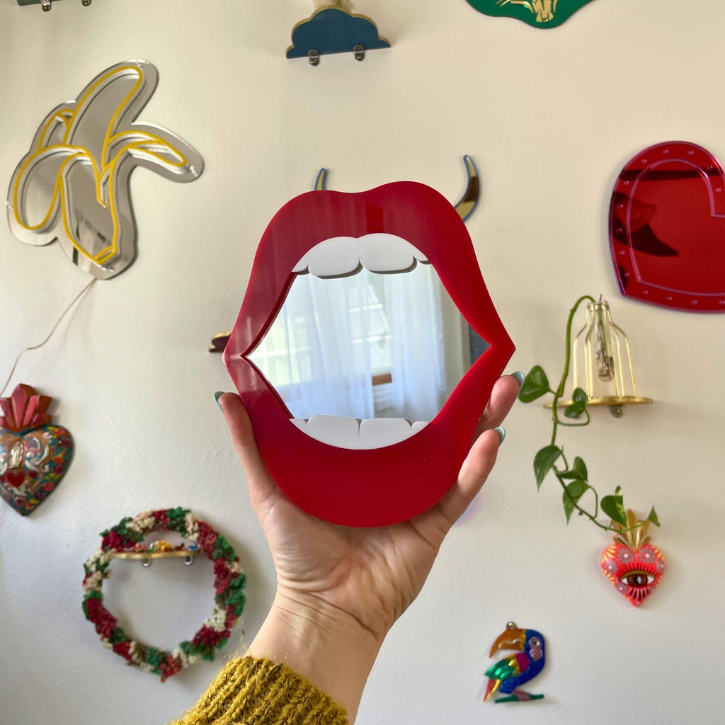 Open Wide Lips Mirror - by MirrorPop. Handmade acrylic art.