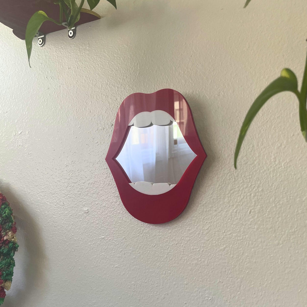 Open Wide Lips Mirror - by MirrorPop. Handmade acrylic art.
