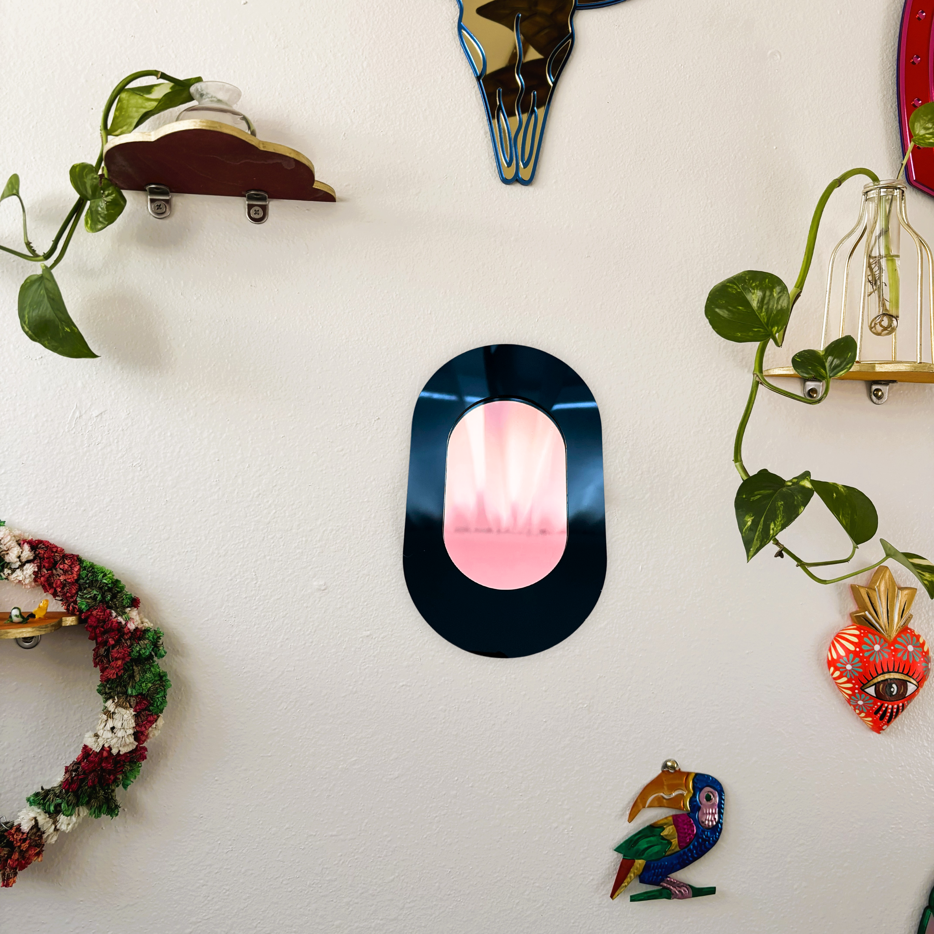 Oval Color Mirror: Retro Acrylic Gallery Wall Hanging Decor