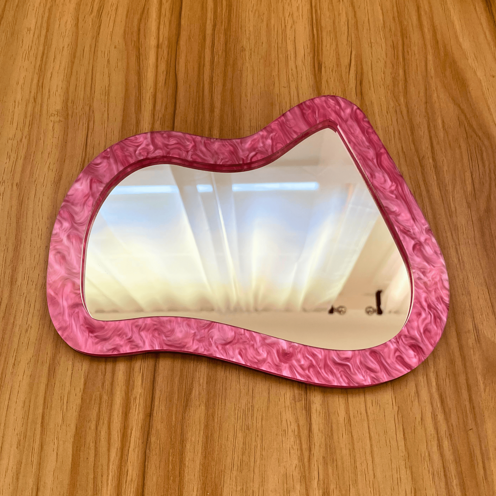 Pearl Pink Dream Wave Mirror: Colorful Acrylic Gallery Wall Hanging Decor - by MirrorPop. Handmade acrylic art.