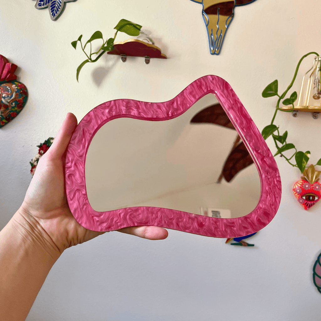 Pearl Pink Dream Wave Mirror: Colorful Acrylic Gallery Wall Hanging Decor - by MirrorPop. Handmade acrylic art.