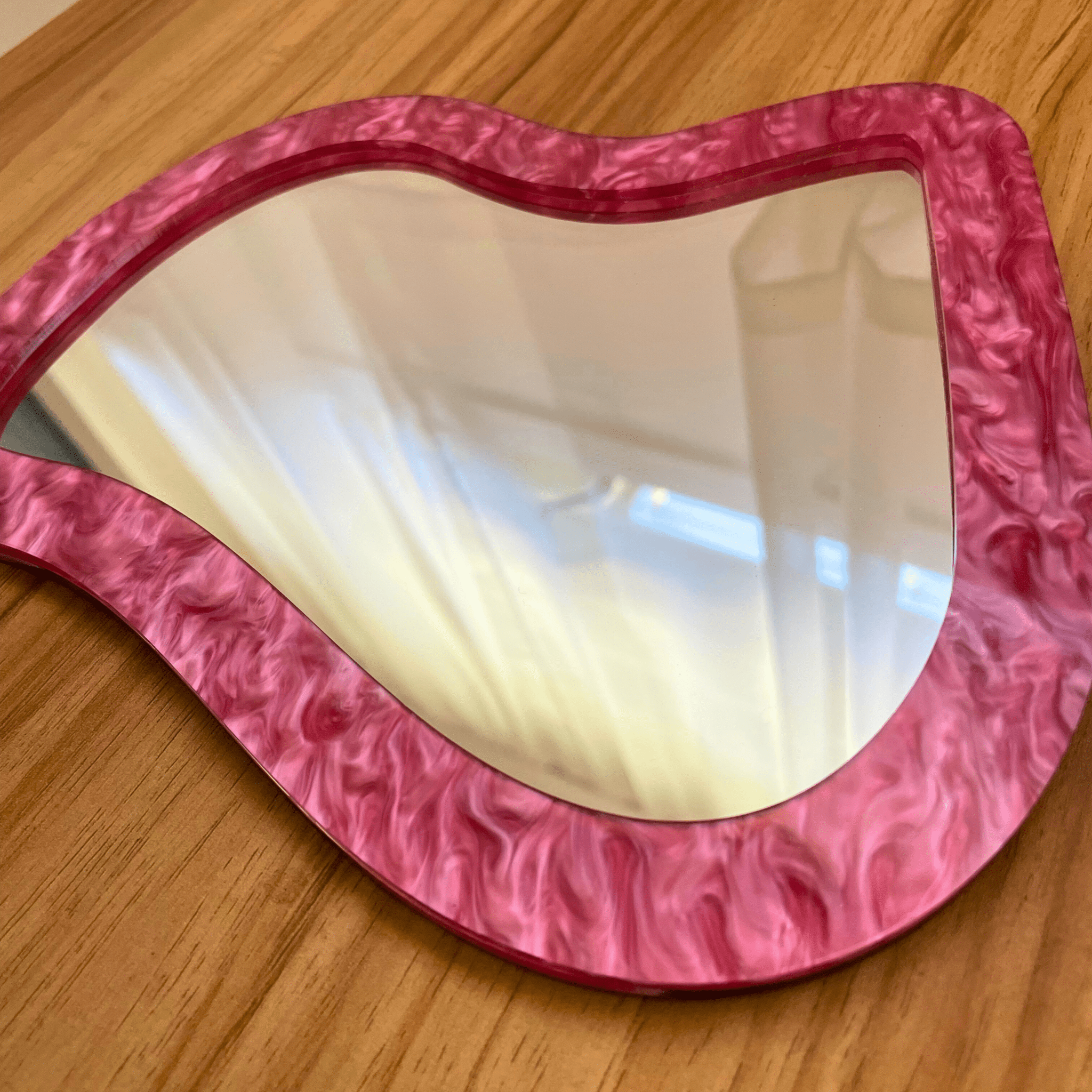 Pearl Pink Dream Wave Mirror: Colorful Acrylic Gallery Wall Hanging Decor - by MirrorPop. Handmade acrylic art.
