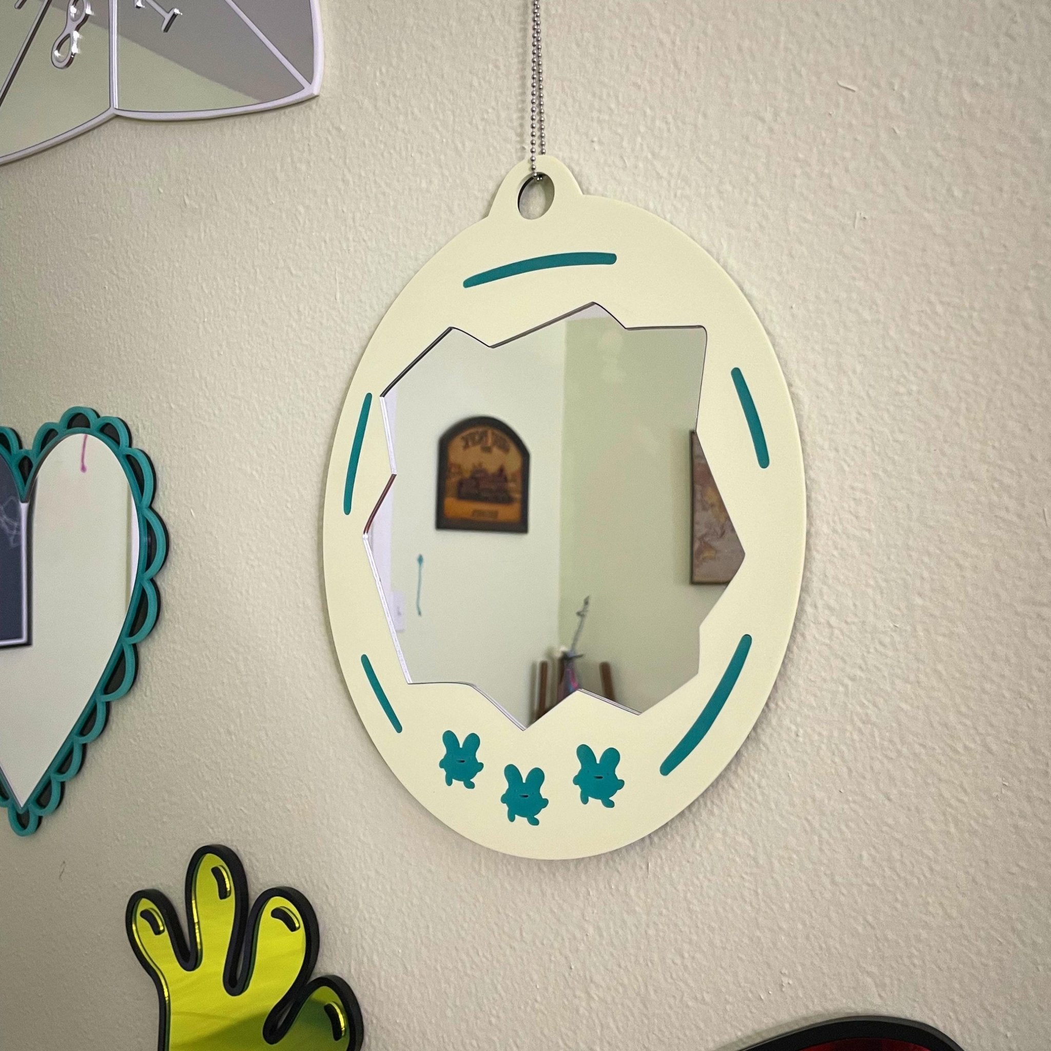 Retro DigiPet Mirror - by MirrorPop. Handmade acrylic art.