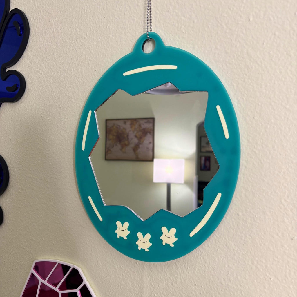 Retro DigiPet Mirror - by MirrorPop. Handmade acrylic art.