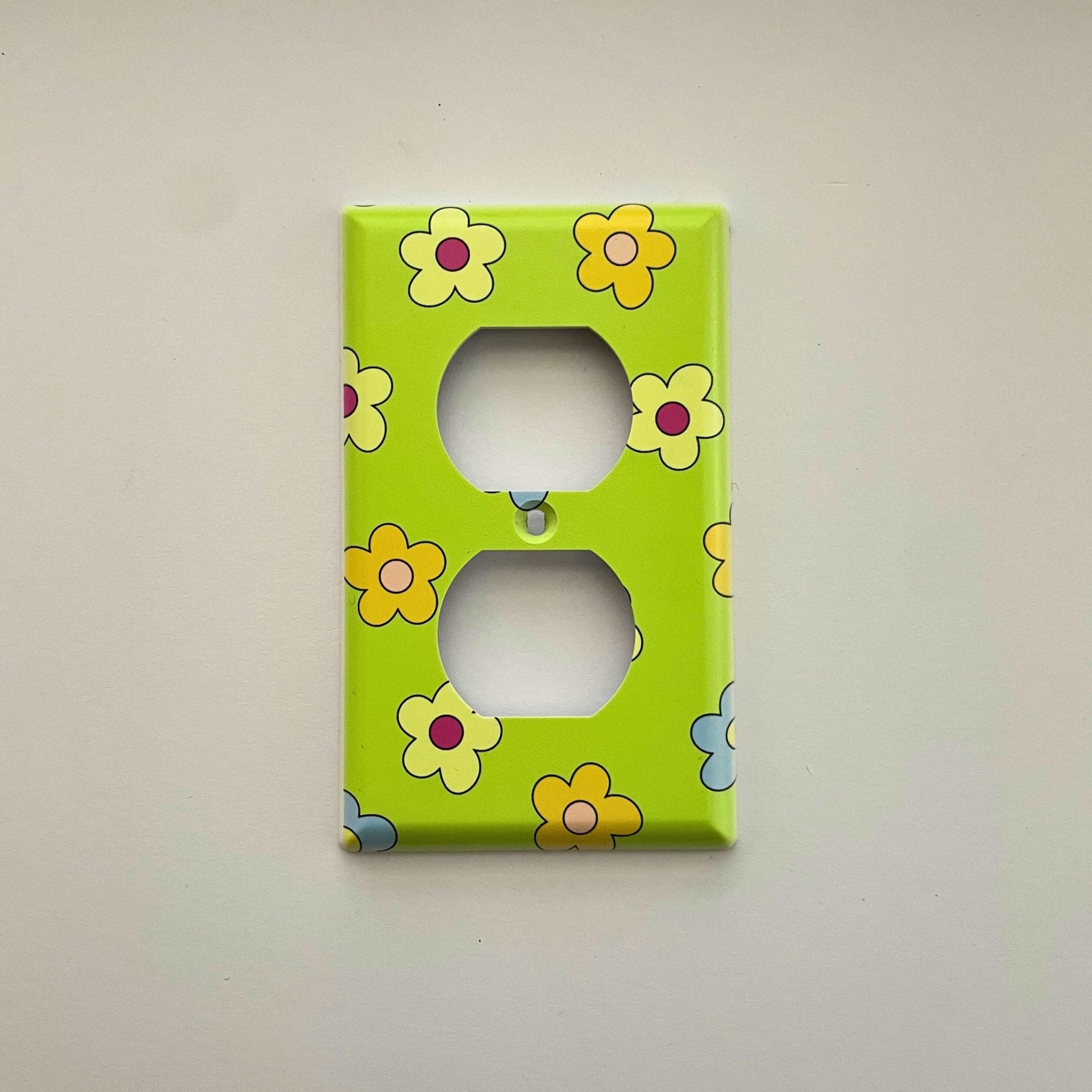 Retro Flower Light Switch Cover - by MirrorPop. Handmade acrylic art.