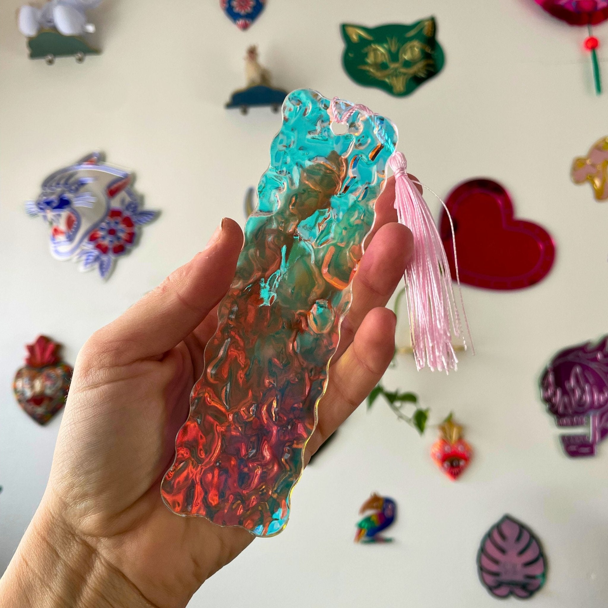 Second Wave - Textured Iridescent Bookmark Series - by MirrorPop. Handmade acrylic art.