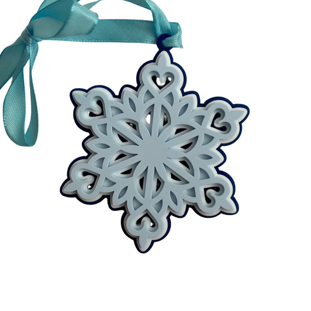 Snowflake Holiday Ornament for Christmas Tree: Handmade Acrylic Gift