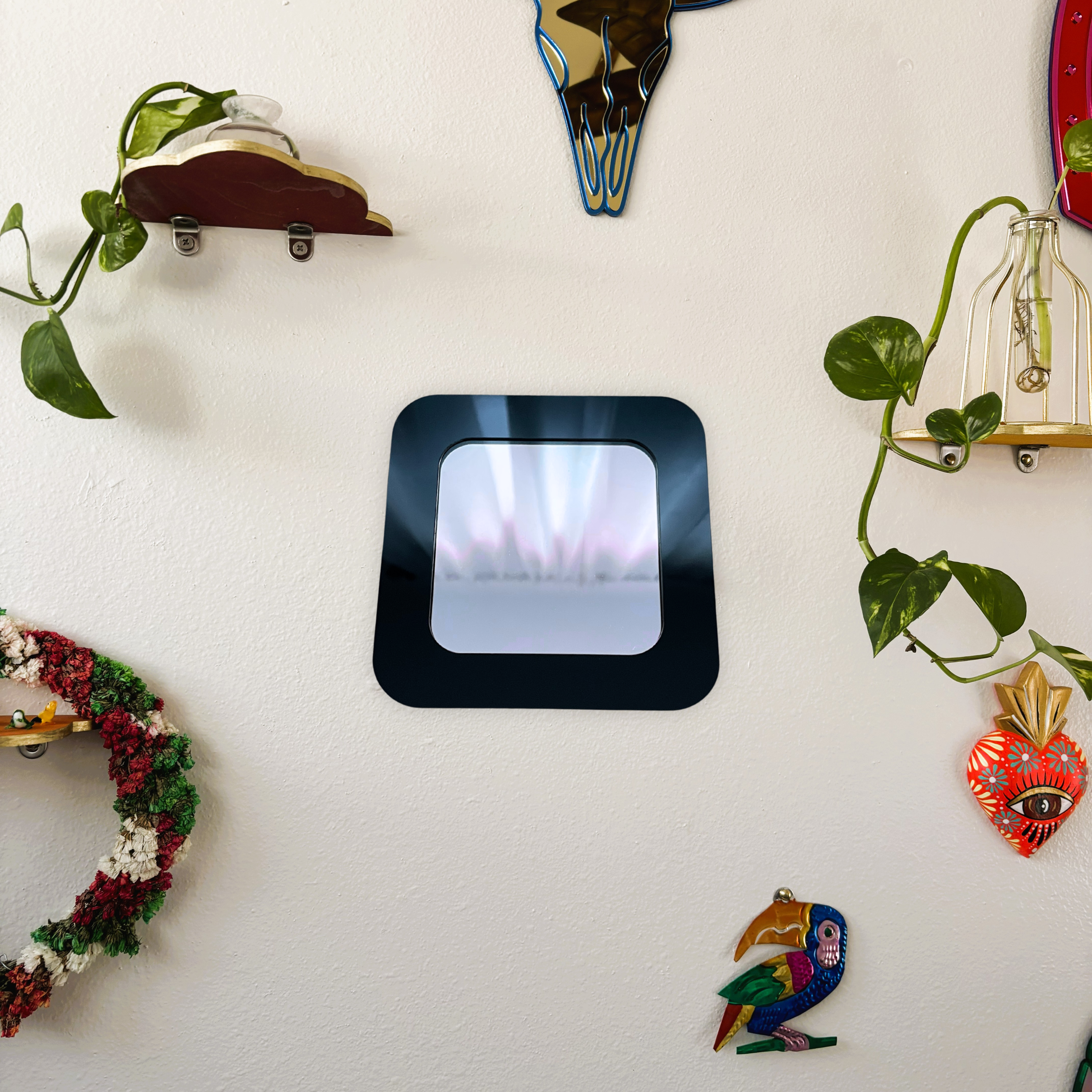 Rounded Square Color Mirror: Retro Acrylic Gallery Wall Hanging Decor