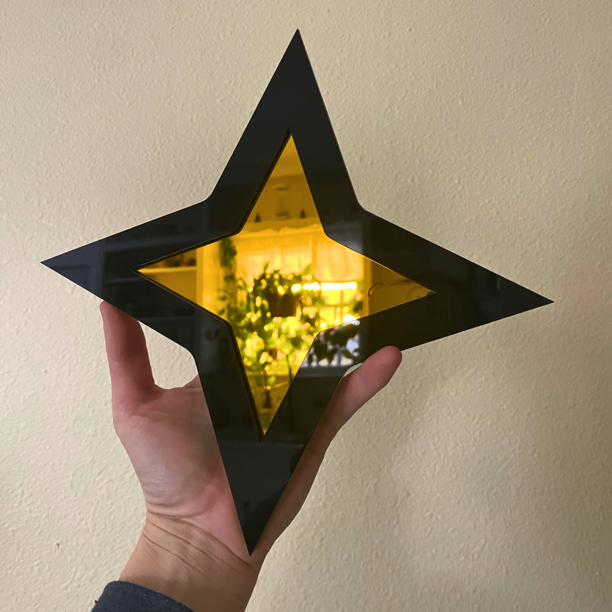 StarPop Colored Mirror: Retro Colorful Compass Star Wall Hanging - by MirrorPop. Handmade acrylic art.