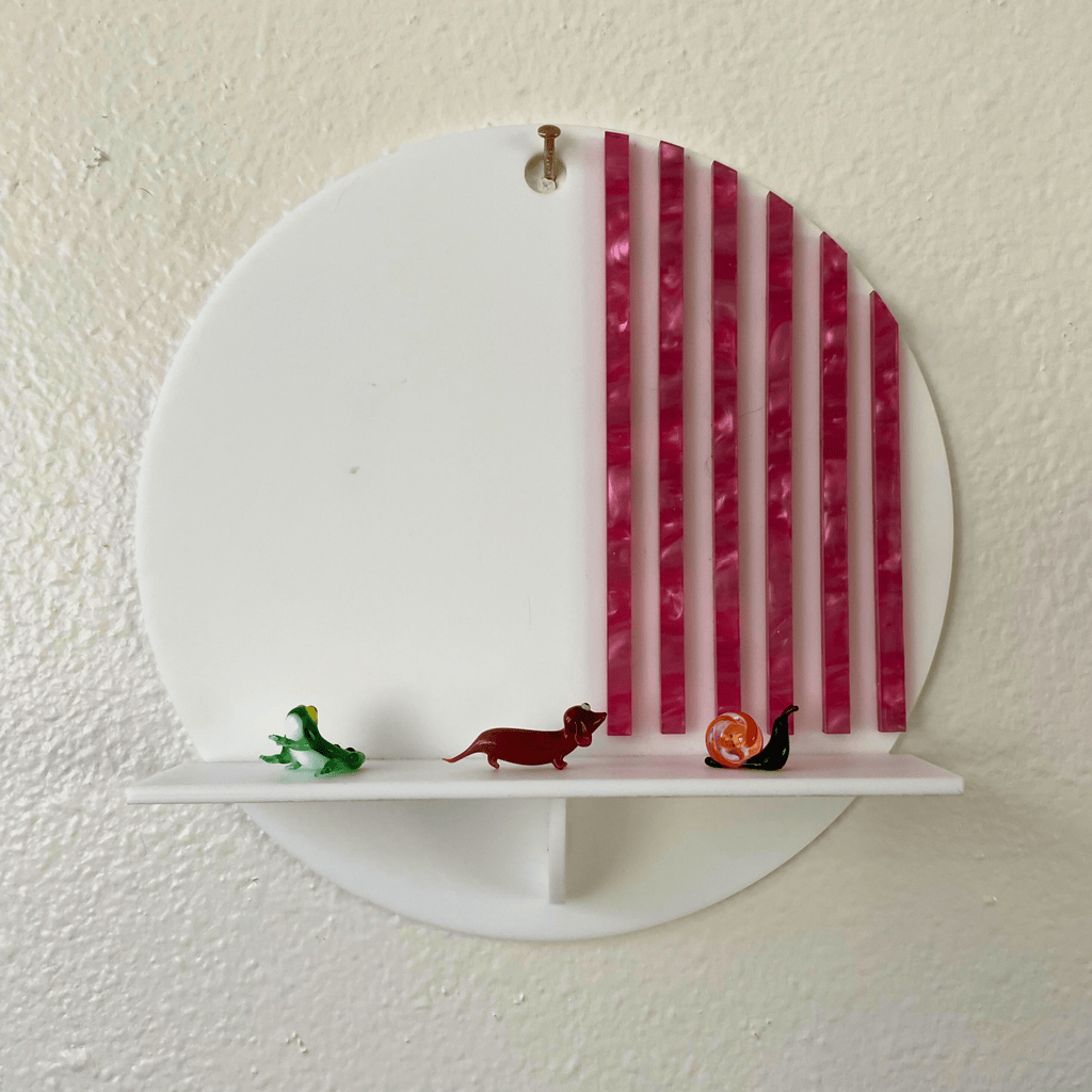 Stripes Wall Shelf – Funky Colorful Acrylic Sculptural Display Shelf - by MirrorPop. Handmade acrylic art.
