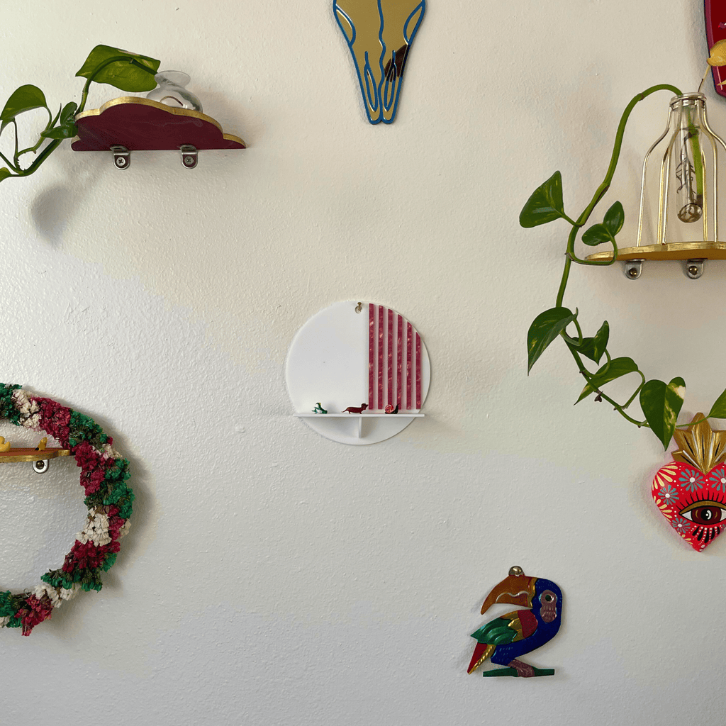 Stripes Wall Shelf – Funky Colorful Acrylic Sculptural Display Shelf - by MirrorPop. Handmade acrylic art.