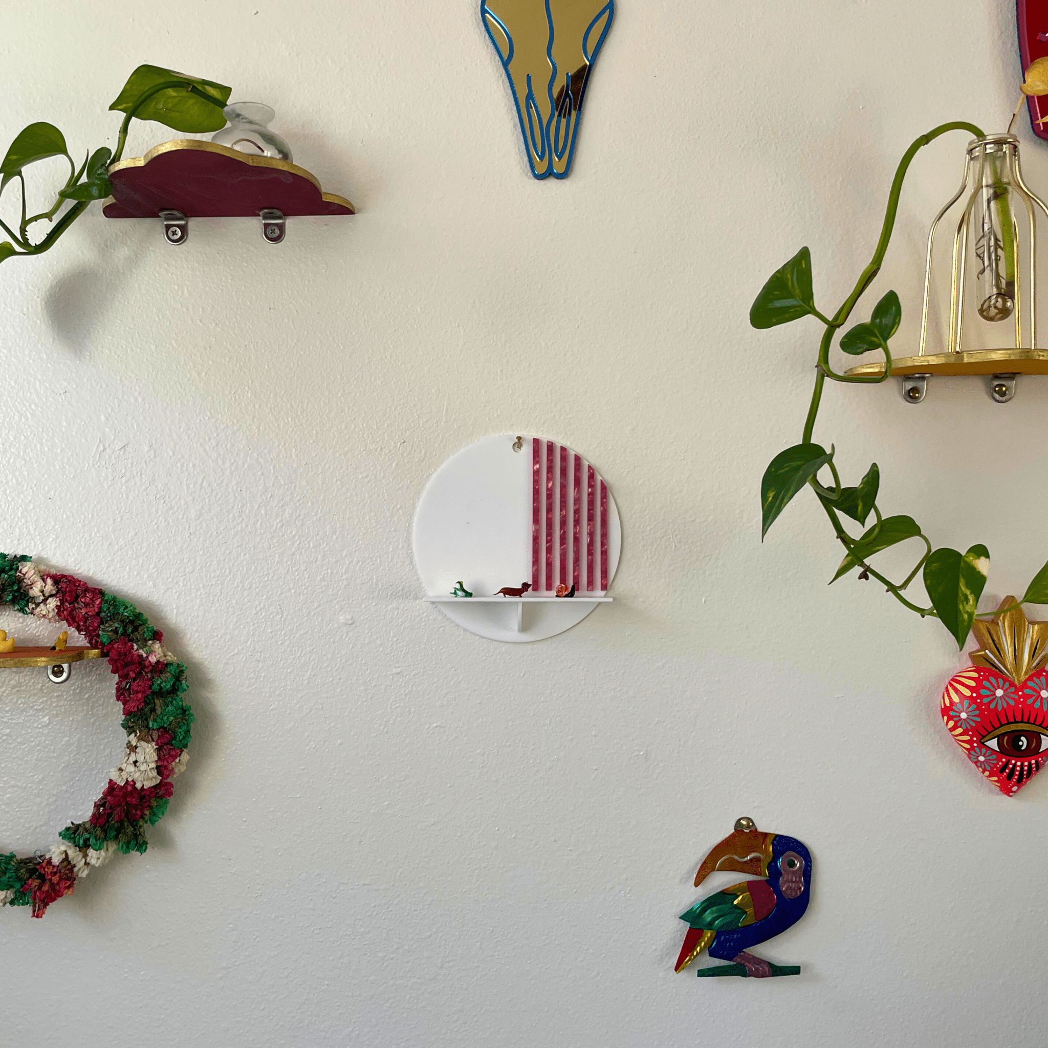 Stripes Wall Shelf – Funky Colorful Acrylic Sculptural Display Shelf - by MirrorPop. Handmade acrylic art.