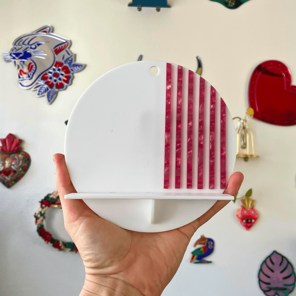 Stripes Wall Shelf – Funky Colorful Acrylic Sculptural Display Shelf - by MirrorPop. Handmade acrylic art.