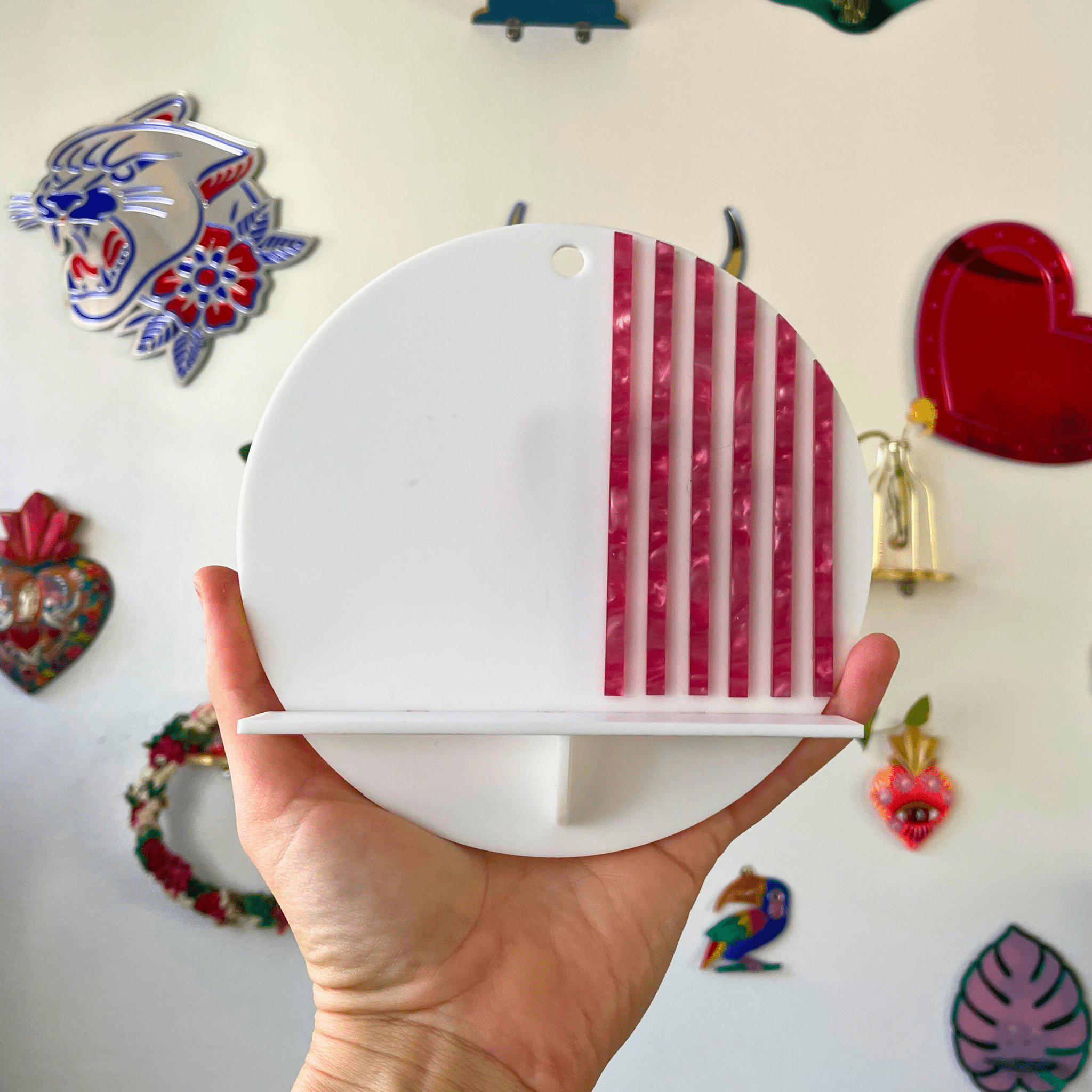 Stripes Wall Shelf – Funky Colorful Acrylic Sculptural Display Shelf - by MirrorPop. Handmade acrylic art.