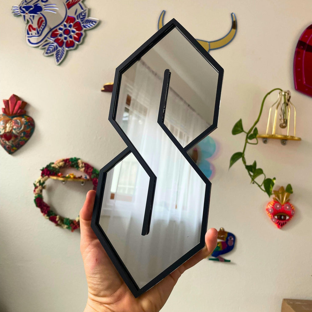 Super S Mirror: Y2K Acrylic Gallery Wall Hanging Decor - by MirrorPop. Handmade acrylic art.