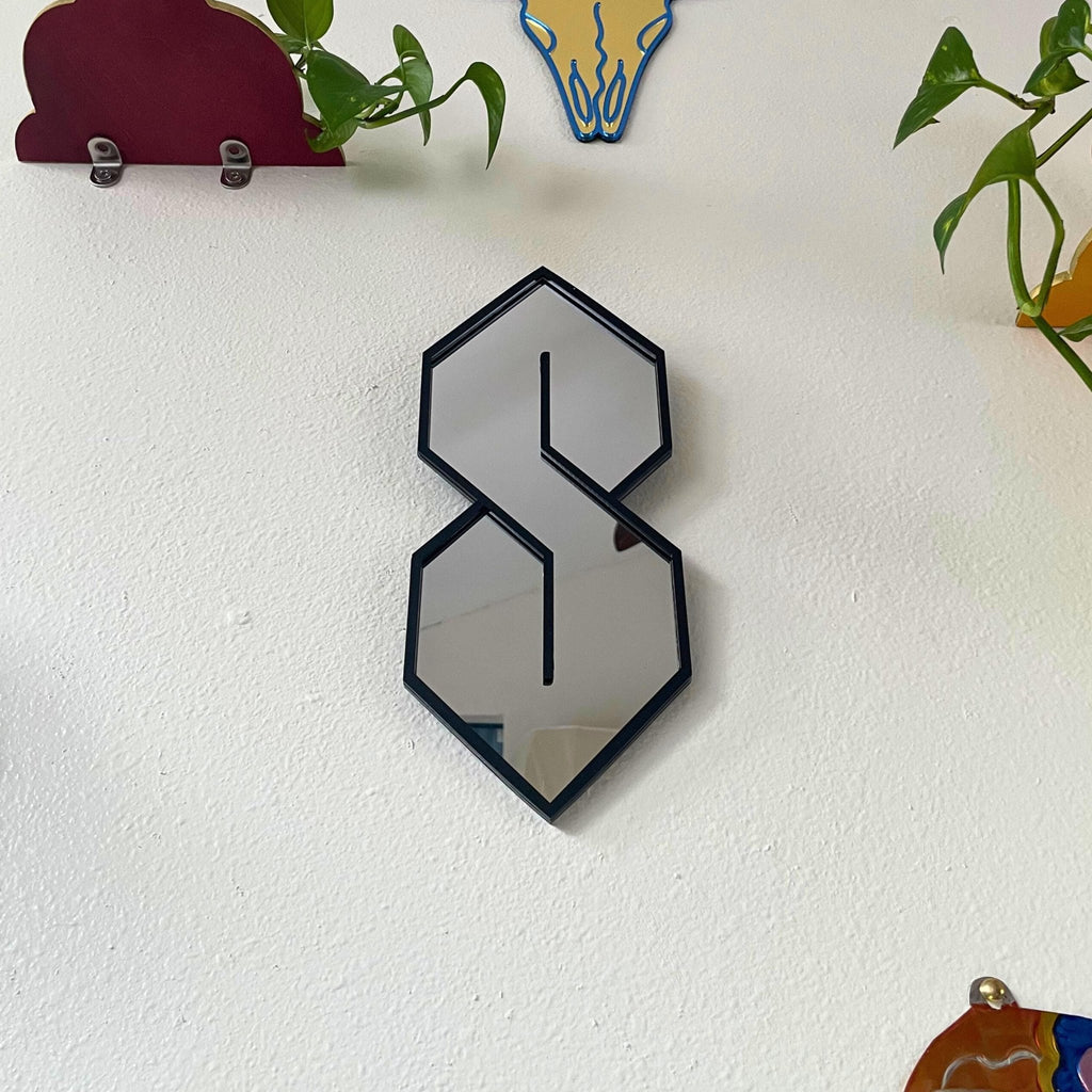 Super S Mirror: Y2K Acrylic Gallery Wall Hanging Decor - by MirrorPop. Handmade acrylic art.