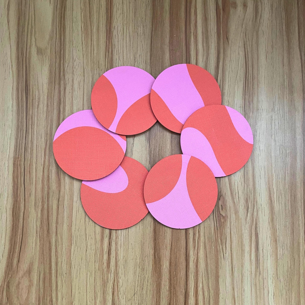 Swirl Acrylic Coaster – Pink & Red Bold Abstract Drink Coaster for Modern Home Decor - by MirrorPop. Handmade acrylic art.