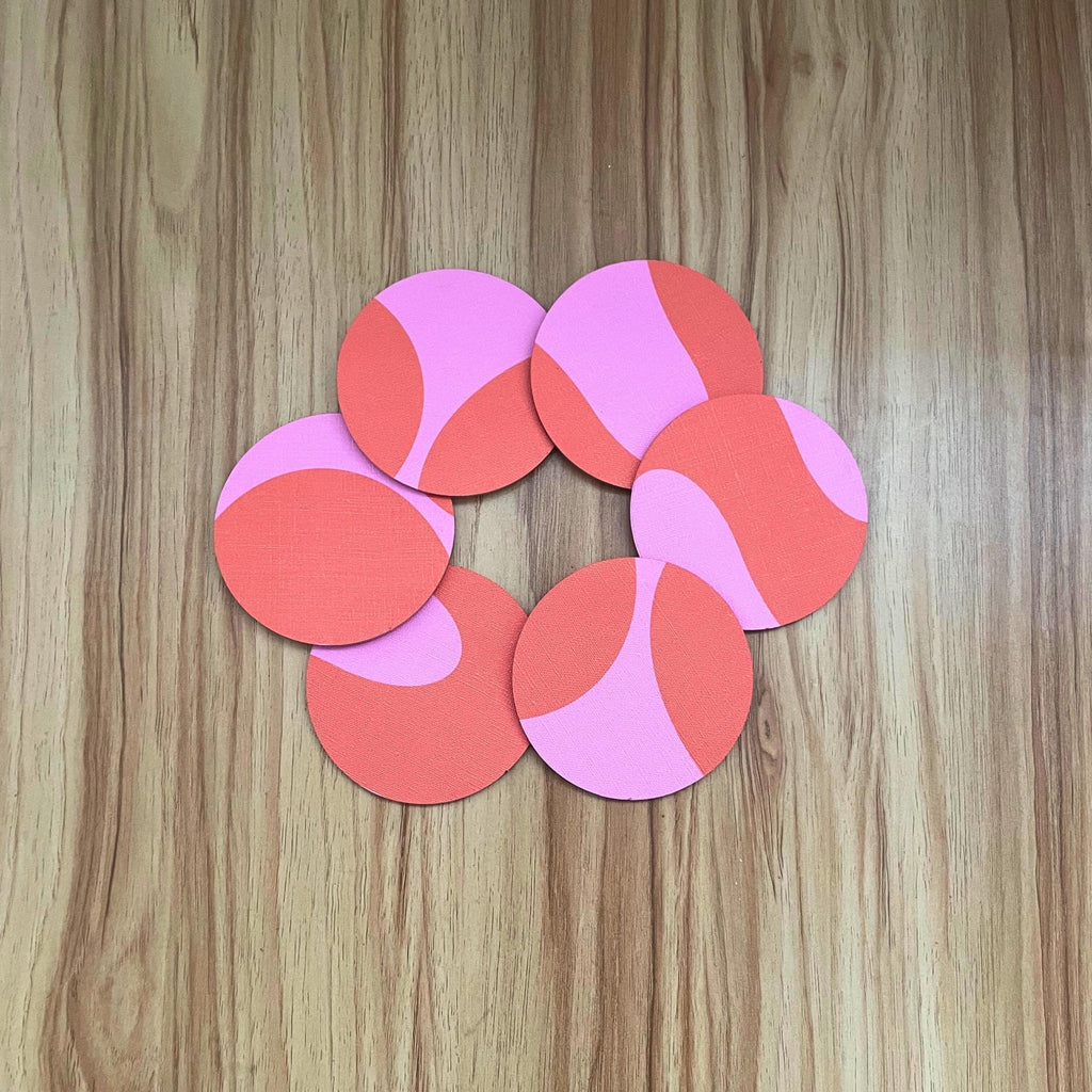 Swirl Acrylic Coaster – Pink & Red Bold Abstract Drink Coaster for Modern Home Decor - by MirrorPop. Handmade acrylic art.