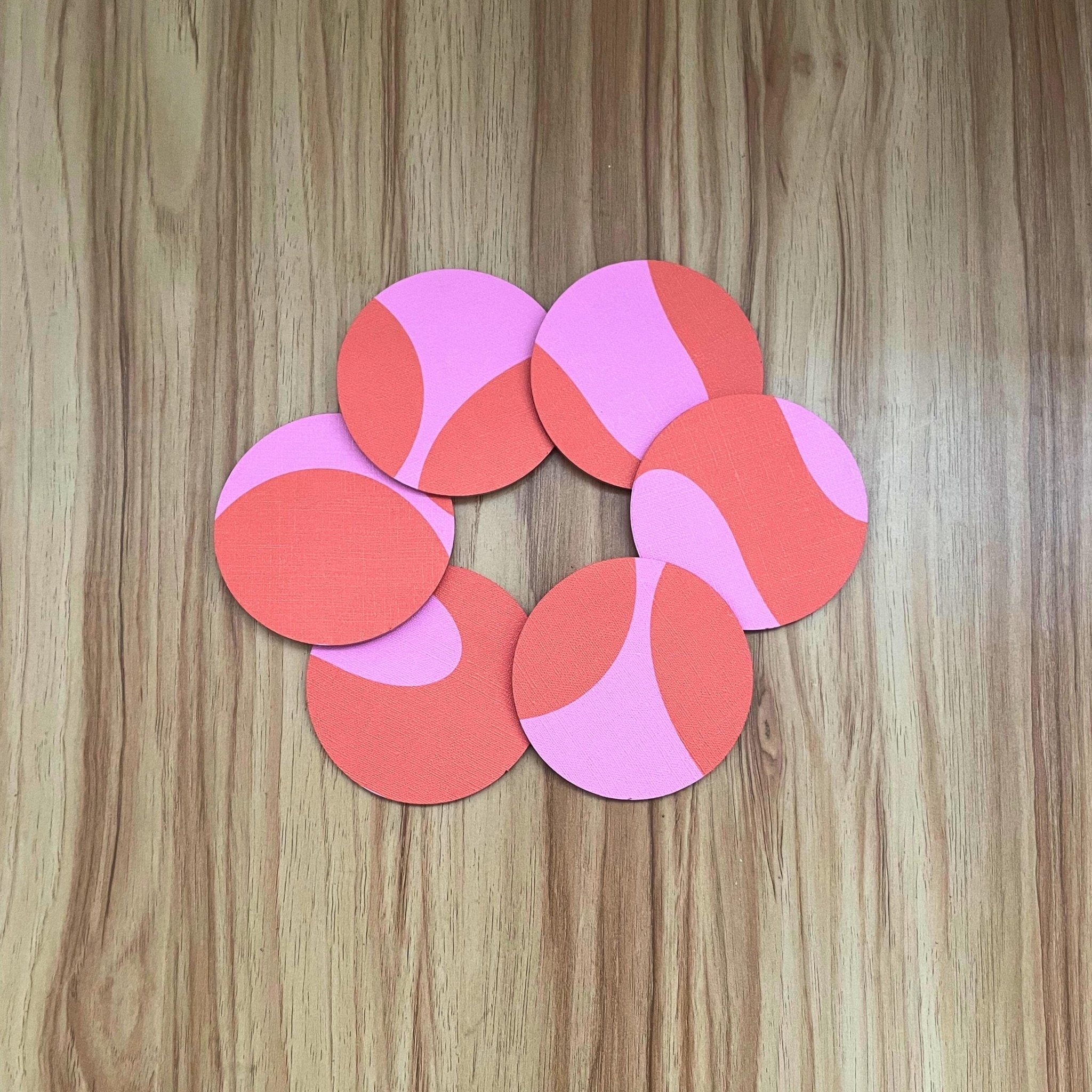 Swirl Acrylic Coaster – Pink & Red Bold Abstract Drink Coaster for Modern Home Decor - by MirrorPop. Handmade acrylic art.