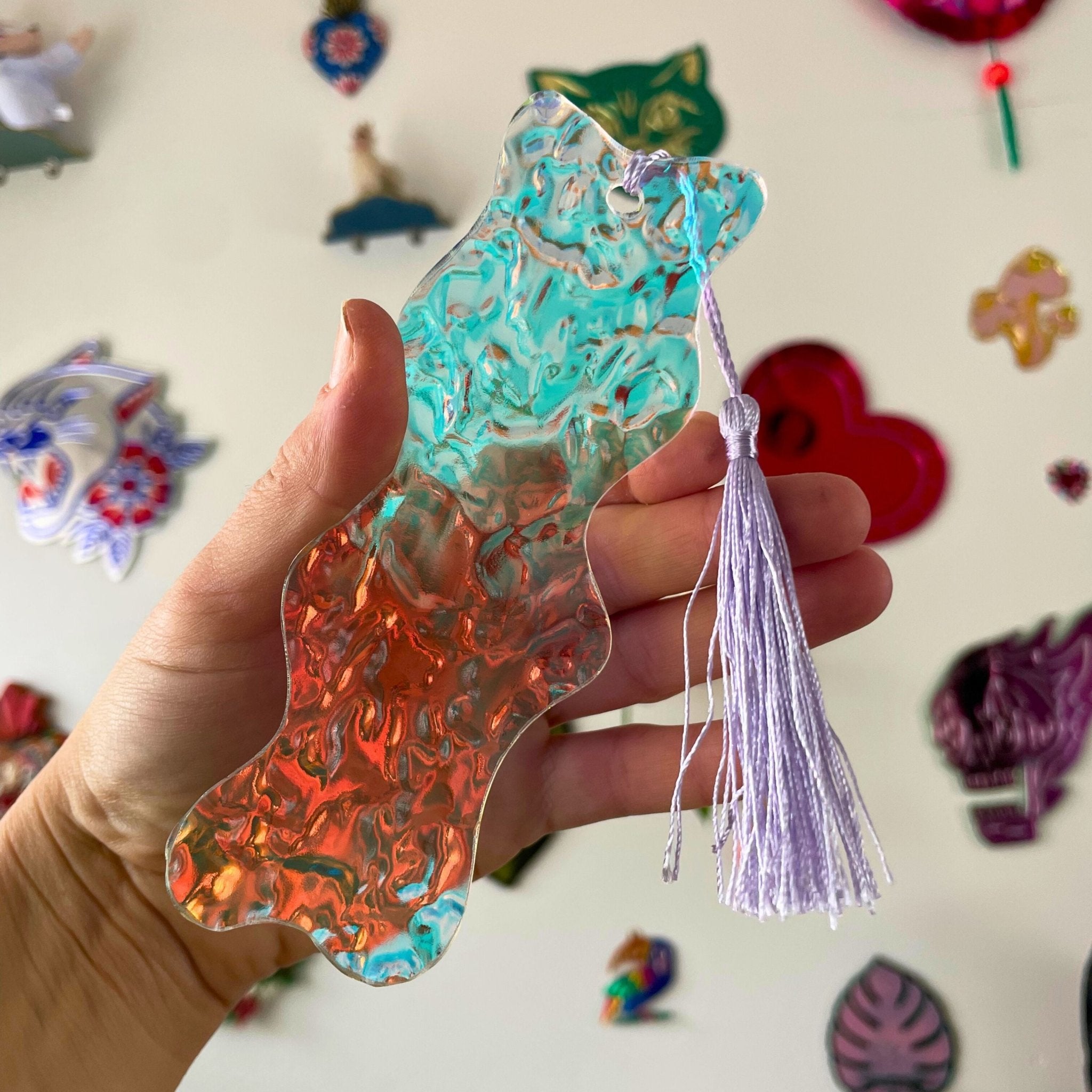 Third Wave - Textured Iridescent Bookmark Series - by MirrorPop. Handmade acrylic art.