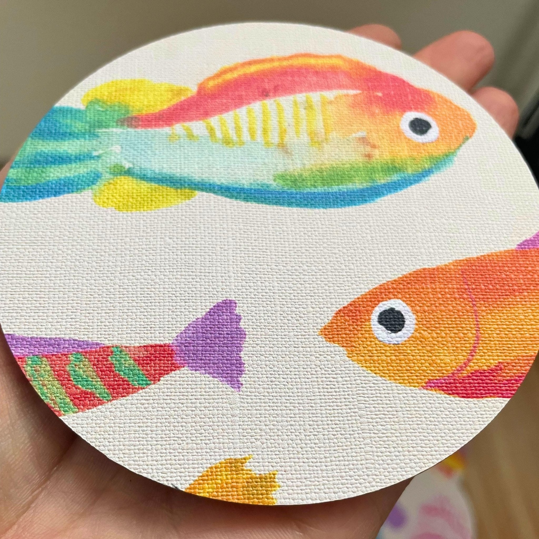 Tropical Fish Acrylic Coaster – Colorful Ocean - Inspired Drink Coaster for Home Decor - by MirrorPop. Handmade acrylic art.